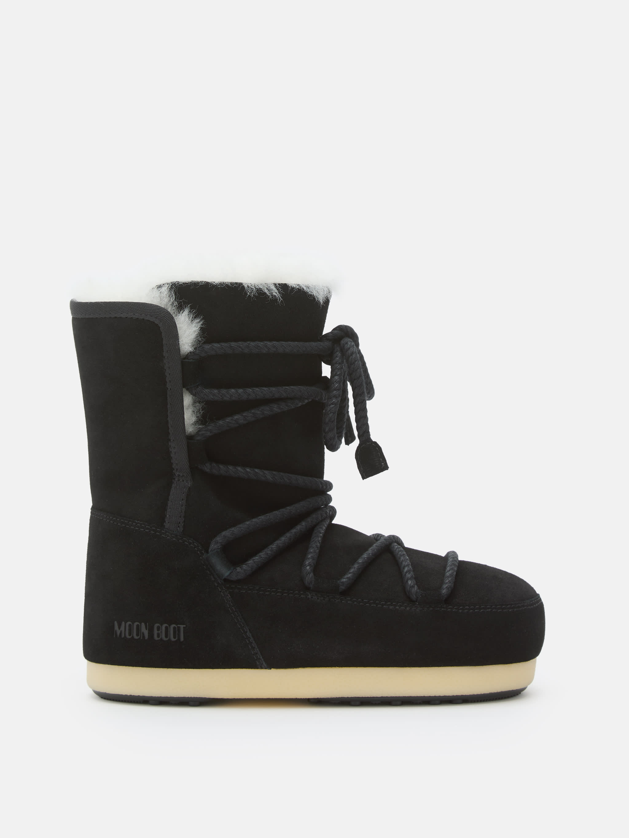 BOTTES EVX NOIR EN SUEDÉ ET SHEARLING