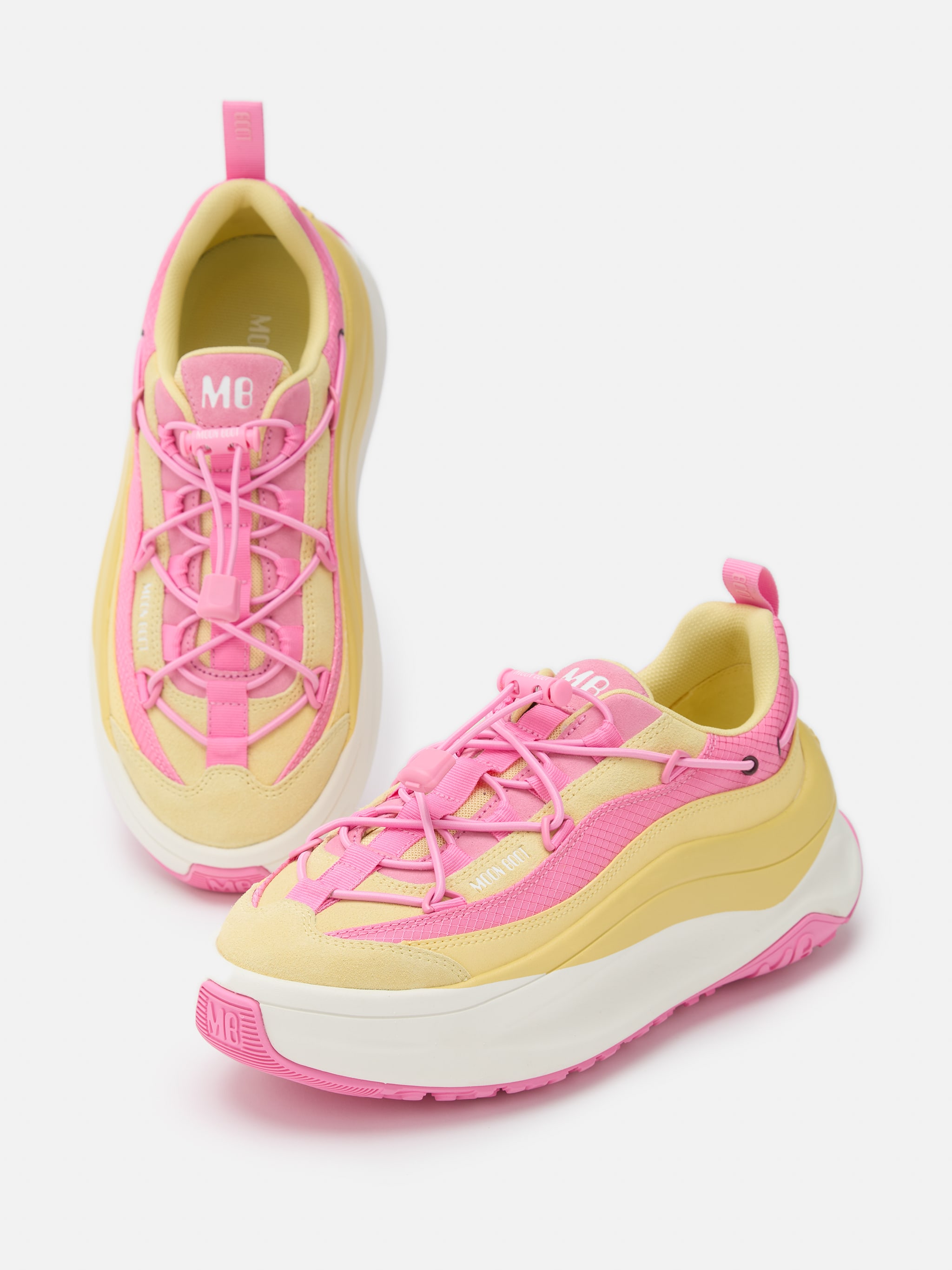 BASKETTES MOON247 XLACE JAUNE ET PINK