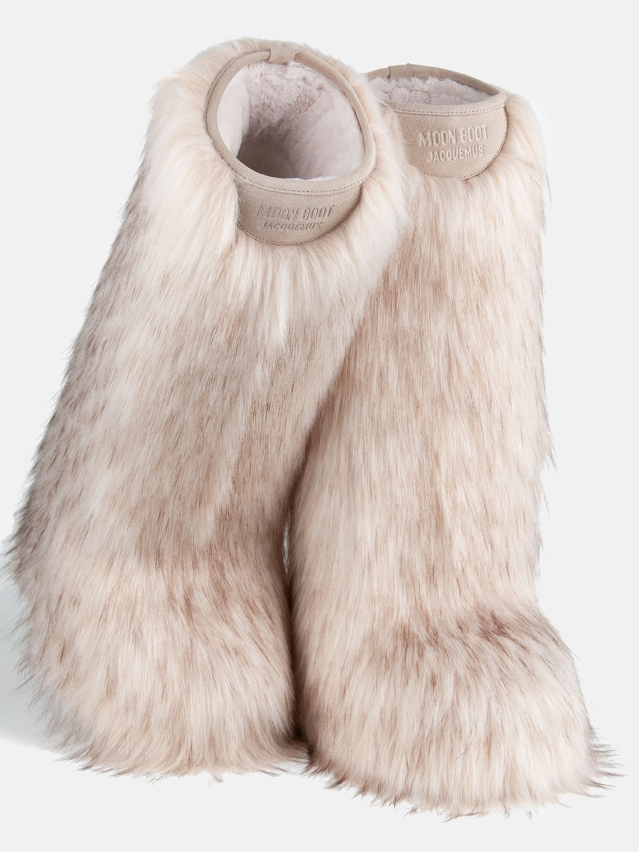 Jacquemus + Moon Boot Icon Yeti High White Bottes en fausse fourrure