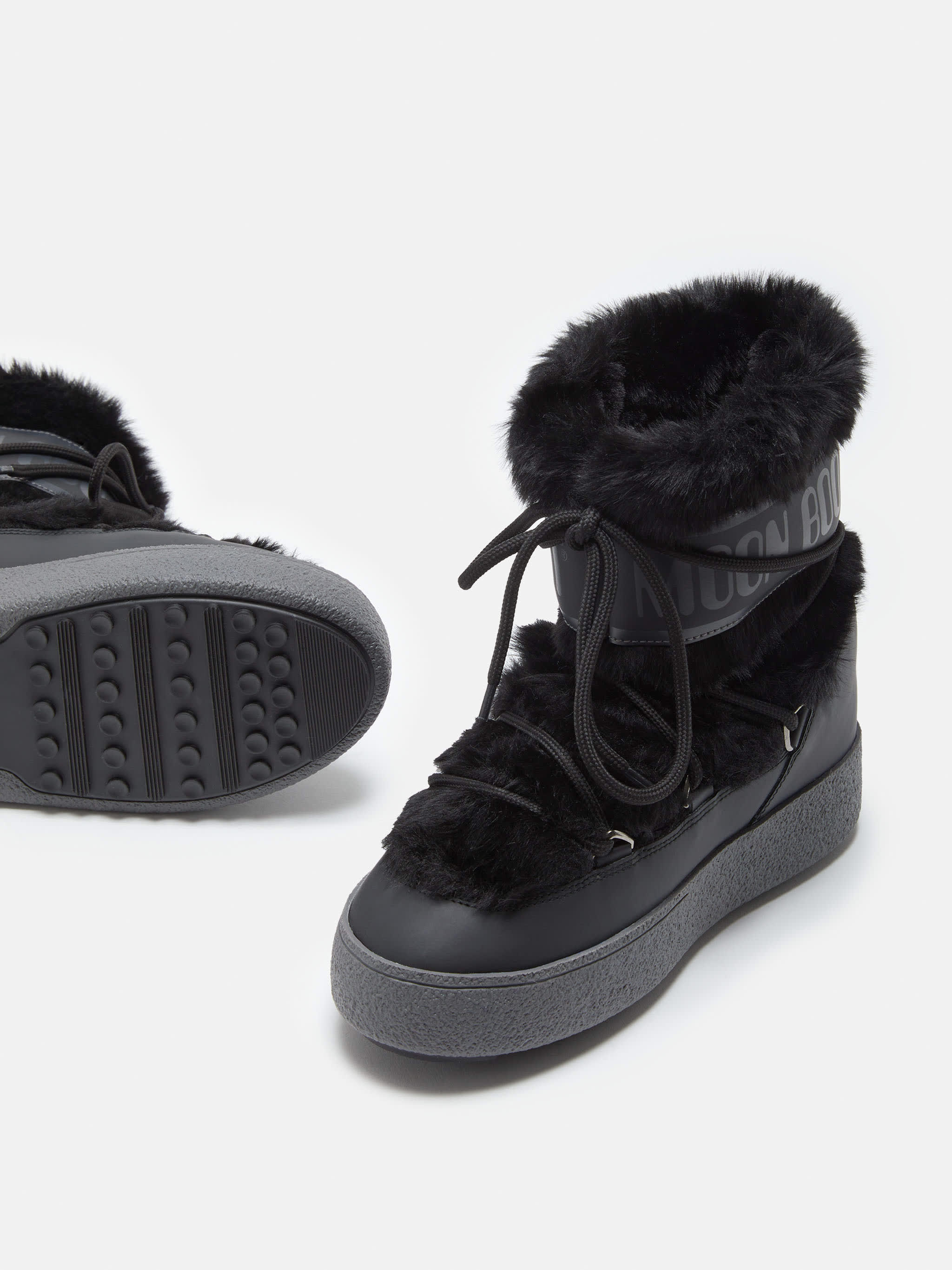 BOTTES LTRACK BAS NOIR FAUX-PEAU DE LOUP